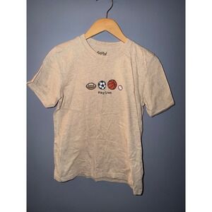 Life Is Good Boys XL 12-14 Play List Sports Graphic T-Shirt Heather Oatmeal Tee